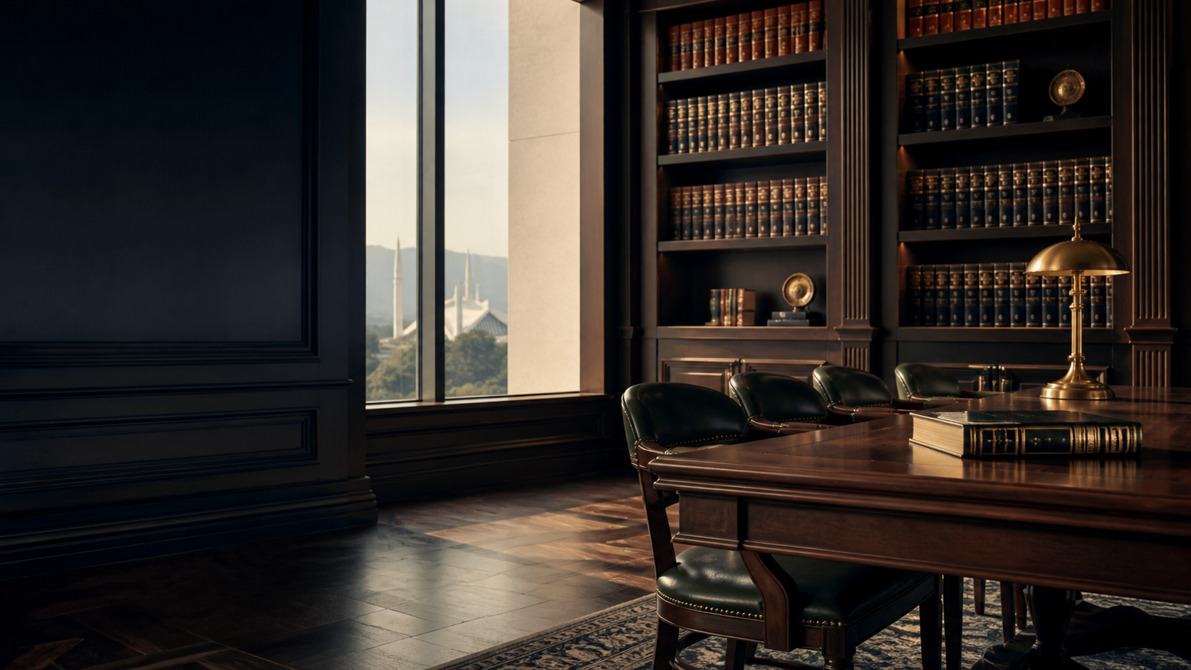 Elegant law library with legal books